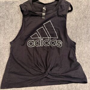 Adidas Women's Cropped Black Muscle Tee